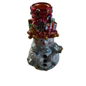 Christmas Snowman Candlestick Holder